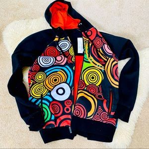 🌀 Armada 🌀 colorful spiral pattern zipper hoodie hooded soft shell ski jacket